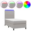 vidaXL Box spring postelja z vzmetnico LED sv. siva 100x200 cm blago