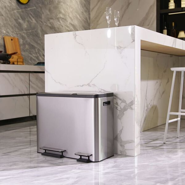 EKO Koš za smeti EcoCasa 3x15 L mat srebrn