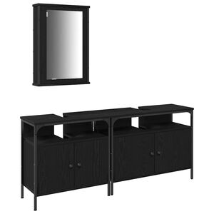 vidaXL Enote za umivalnike v kopalnici 3 kos Črna 80 x 30 x 60 cm