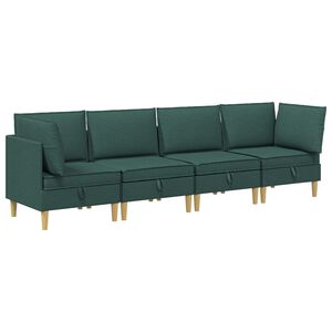 vidaXL Modularni kavč s shranjevanjem 4 kos Temno zelena Blago
