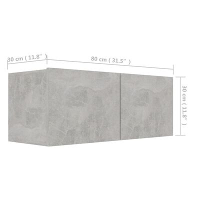 vidaXL TV omarica betonsko siva 80x30x30 cm iverna plošča