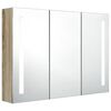 vidaXL LED kopalni&scaron;ka omarica z ogledalom 89x14x62 cm hrast