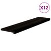 vidaXL Podloge za stopnice 12 kosov rjavo-črne 110x30x2 cm trdna hrastovina