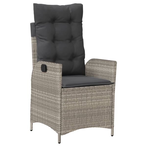 vidaXL Vrtna jedilna garnitura 7-delna z blazinami sv. siv poli ratan