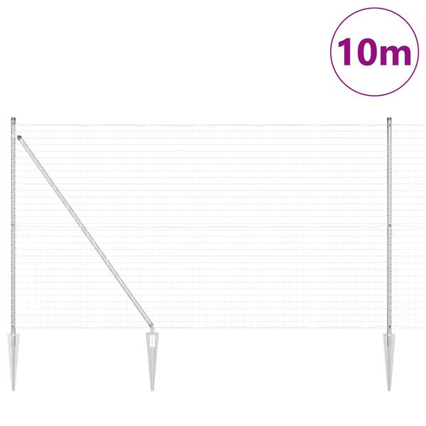 vidaXL Ograja s stebrom srebrna 1,5 x 10 m Jeklo
