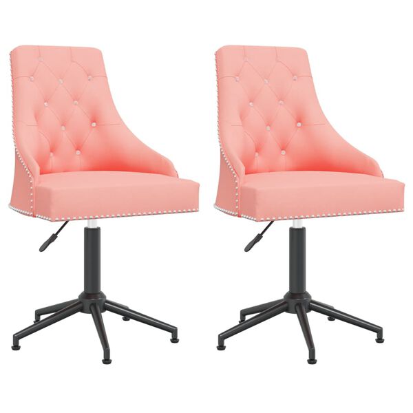 vidaXL Vrtljivi jedilni stoli 2 kosa roza žamet