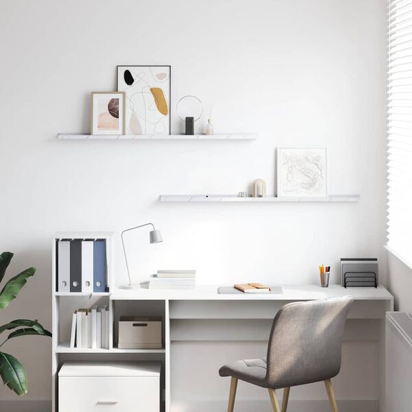 vidaXL Stenska polica 2 pcs Beli marmor 115 x 9 x 3 cm Konstruiran les