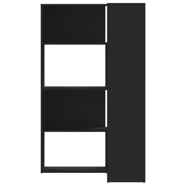 vidaXL Kotna knjižna omara 4-nadstropna črna 85x85x140 cm