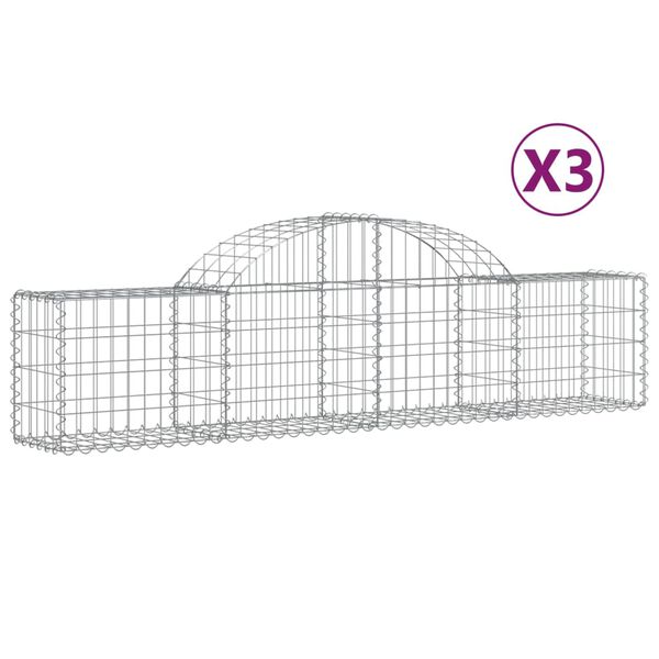 vidaXL Obokane gabion ko&scaron;are 3 kosi 200x30x40/60 cm pocinkano železo