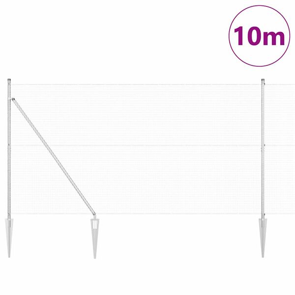 vidaXL Steber ograje. srebrna 10 x 1,5 m (19 x 19 mm mrežica) Jeklo