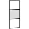 vidaXL Drsna vrata z opremo črna 90x205 cm kaljeno steklo