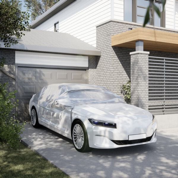 vidaXL Polovična prevleka za avto s kljukicami srebrna L