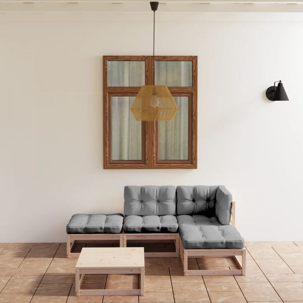 vidaXL Vrtna sedežna garnitura 5-delna z blazinami trdna borovina