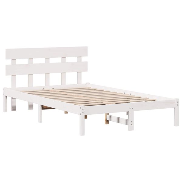 vidaXL Konstrukcija postelje Bela 120 x 200 cm Trden borov les