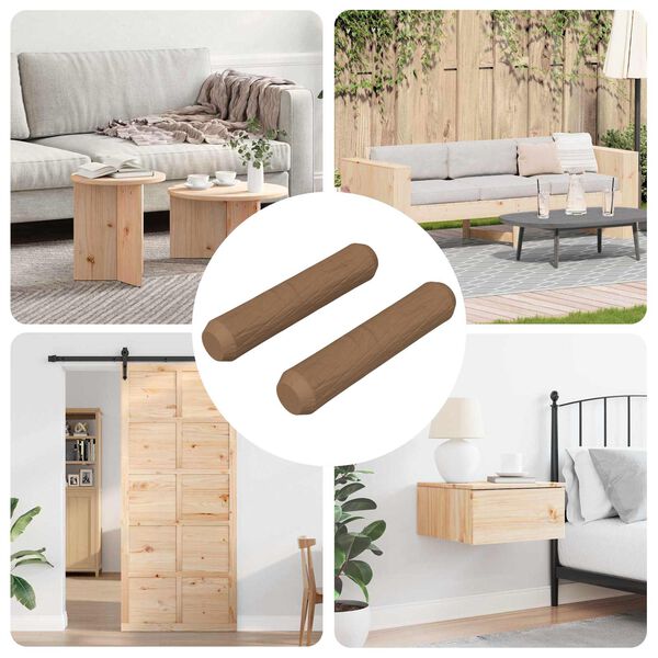 vidaXL Leseni zatiči 2 pcs Rjava &Oslash;8 x 35 mm Trden les