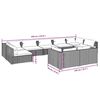 vidaXL Vrtna sedežna garnitura 9-delna z blazinami poli ratan siva