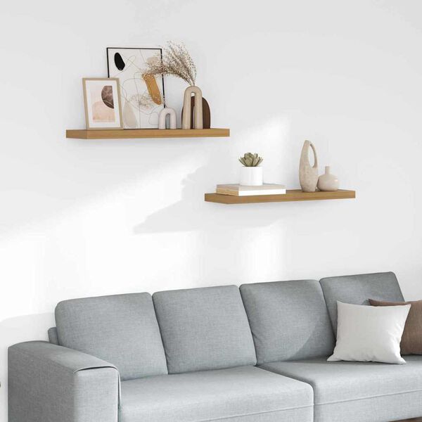 vidaXL Stenska polica 2 pcs Rjava 90 x 23,5 x 4 cm Konstruiran les