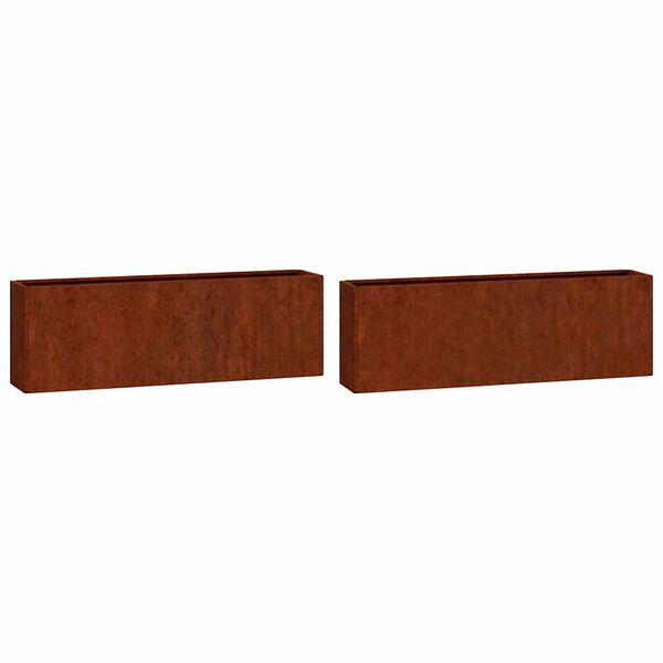 vidaXL Stensko cvetlično korito 2 kosa rjasto corten jeklo 53x10x17 cm