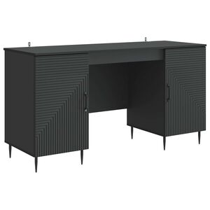 vidaXL Miza Črna 142,5 x 50 x 75 cm Inženirski les