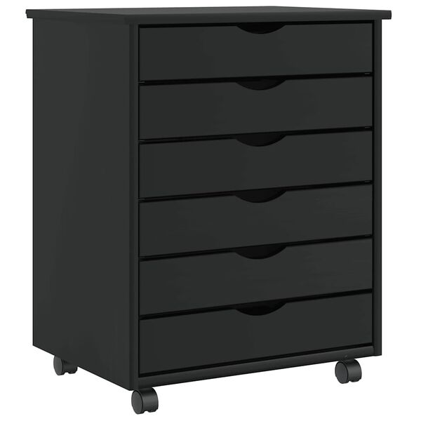 vidaXL Rolling Cabinet s predali MOSS Black Masivni les borovega lesa