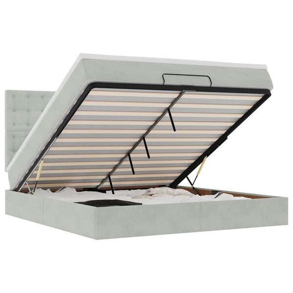 vidaXL Otomanski posteljni okvir z vzmetnicami siv 160x200 cm žamet