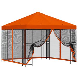 vidaXL Vrtni gazebo s stranskimi stenami 3 x 3 m Oranžna
