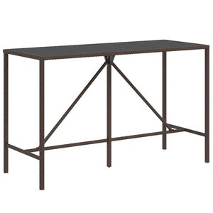 vidaXL Barska miza s stekleno plo&scaron;čo rjava 180x70x110 cm poli ratan