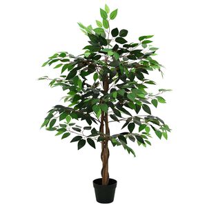 vidaXL Umetna rastlina fikus Zelena 90 x 16 x 110 cm Tkanina in les