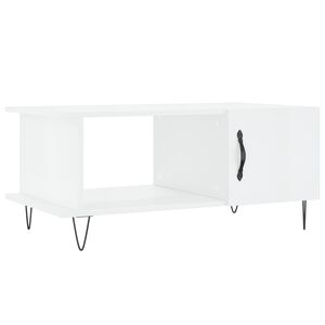 vidaXL Klubska mizica visok sijaj bela 90x50x40 cm inženirski les