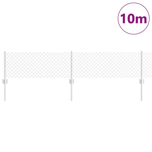 vidaXL Ograja in Stolp srebrna 0,4 x 10 m Jeklo