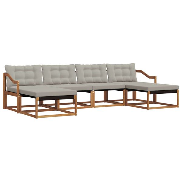 vidaXL Zunanja garnitura za sedenje 6 pcs Naravna in svetlo siva