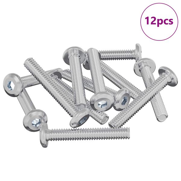 vidaXL Zaklepni vijak Enobarvno 12 pcs srebrna M6 x 35 mm Jeklo