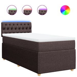 vidaXL Box spring postelja z vzmetnico temno rjava 80x200 cm blago