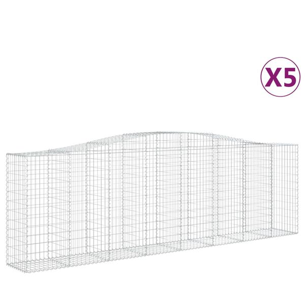 vidaXL Obokane gabion košare 5 kosov 400x50x120/140cm pocinkano železo