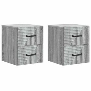 vidaXL Stenski nočni omarici 2 pcs Siva Sonoma 34,5 x 33 x 40 cm
