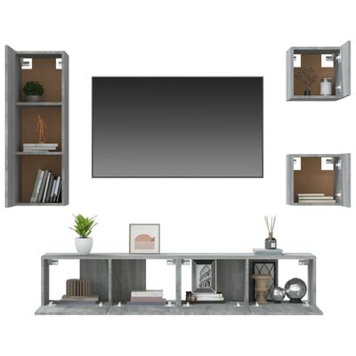 vidaXL Komplet TV omaric 5-delni siv sonoma inženirski les