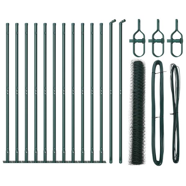 vidaXL Steber ograje. Zelena 25 x 0,8 m (50 mm mreža) Jeklo in PVC