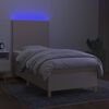 vidaXL Box spring postelja z vzmetnico LED krem 90x200 cm blago