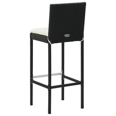 vidaXL Vrtni barski stolčki z blazinami 2 kosa črn poli ratan