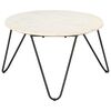 vidaXL Klubska mizica bela 65x65x42 cm pravi kamen z marmorno teksturo