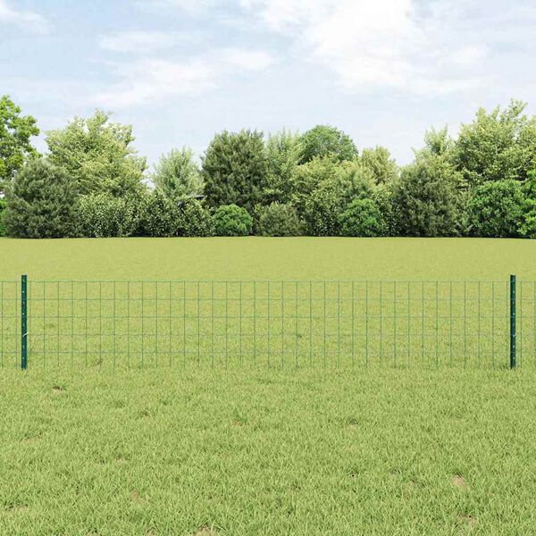 vidaXL Ograja s stebrom Zelena 0,4 x 25 m Jeklo in PVC