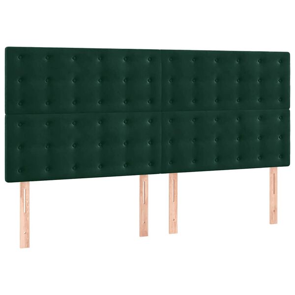 vidaXL Vzglavje postelje temno zeleno 160x5x118/128 cm žametno