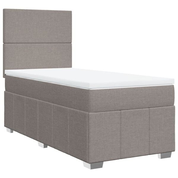vidaXL Box spring postelja z vzmetnico taupe 90x200 cm blago