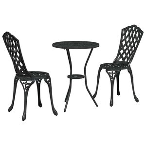 vidaXL Vrtnik Bistro Set 3 pcs Črna Aluminij