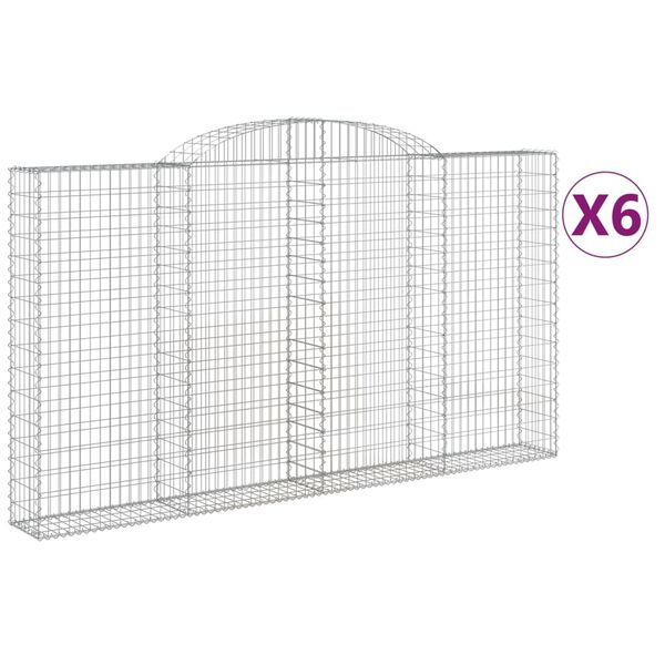 vidaXL Obokane gabion košare 6 kosov 300x30x160/180cm pocinkano železo