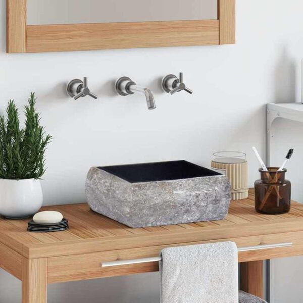 vidaXL Umivalnik črn 30x30x13 cm marmor