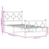 vidaXL Kovinski posteljni okvir z vzglavjem in vznožjem bel 90x200 cm