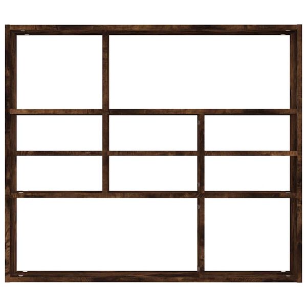 vidaXL Stenska polica dimljeni hrast 90x16x78 cm konstruiran les