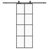 vidaXL Drsna vrata z opremo črna 76x205 cm ESG steklo
