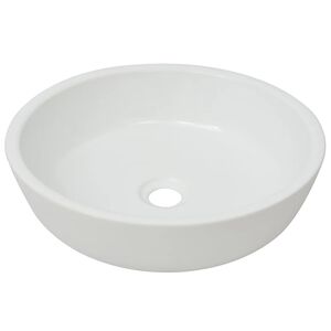 vidaXL Umivalnik Okrogel Keramičen Bele Barve 42x12 cm